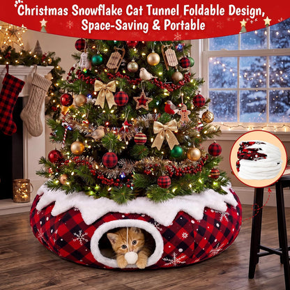 Cozy Cat Tunnel Bed + Christmas Tree Skirt